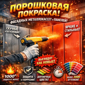Порошковая покраска фасадных металлокассет и панелей-сайт