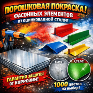 Порошковая покраска фасонных элементов из оцинкованной стали-сайт
