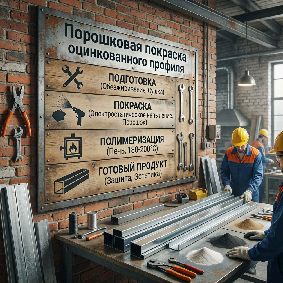 Порошковая покраска оцинкованного профиля