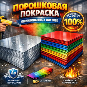 Порошковая покраска стальных оцинкованных листов-сайт
