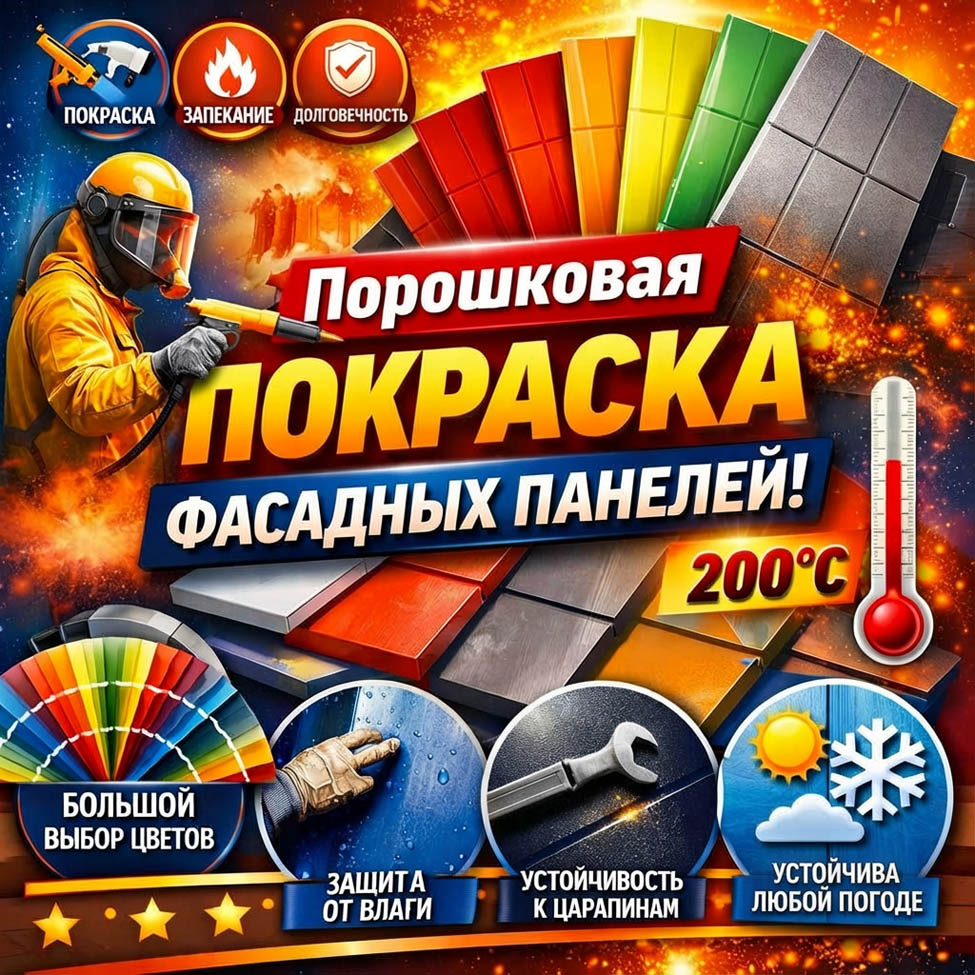Порошковая покраска фасадных панелей-текст